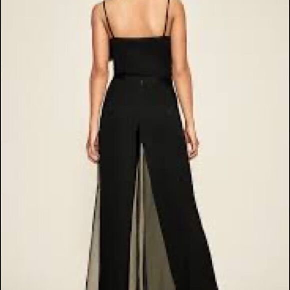 Tadashi Shoji Black Seaton Chiffon Panel Pant - Picture 3 of 9